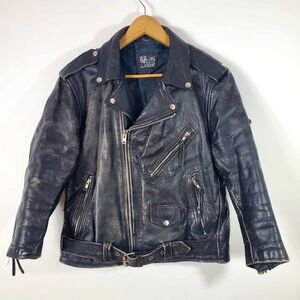 Vintage UMR Black Leather Motorcycle Jacket